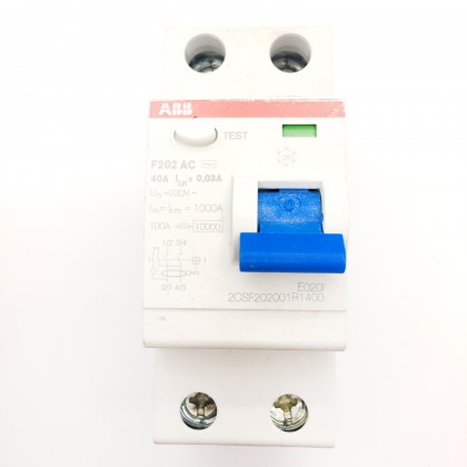 ABB 2CSF202001R1400 F202AC 40A 40 Amp 30mA RCD 2 Double Pole Circuit Breaker Type AC